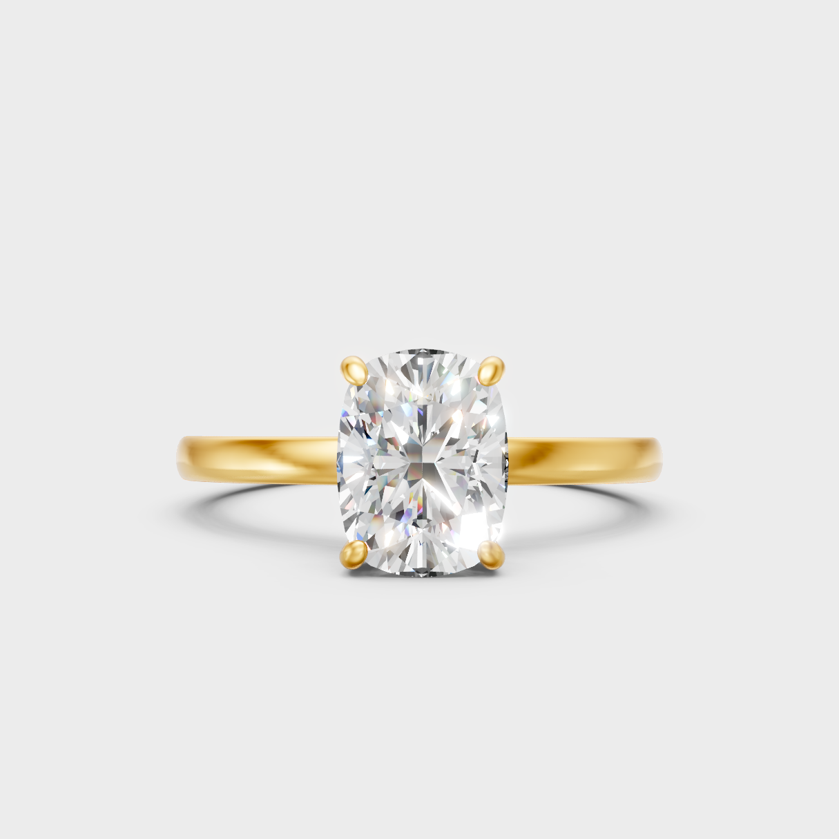 Igi Gli Certified Cushion Lab-Grown Diamond Hidden Halo Ring In 18K Yellow Gold
